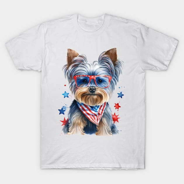 4th of July Yorkshire Terrier #1 T-Shirt by Chromatic Fusion Studio